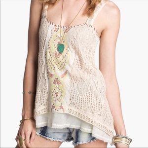 Free People Maya embroidered crochet tank